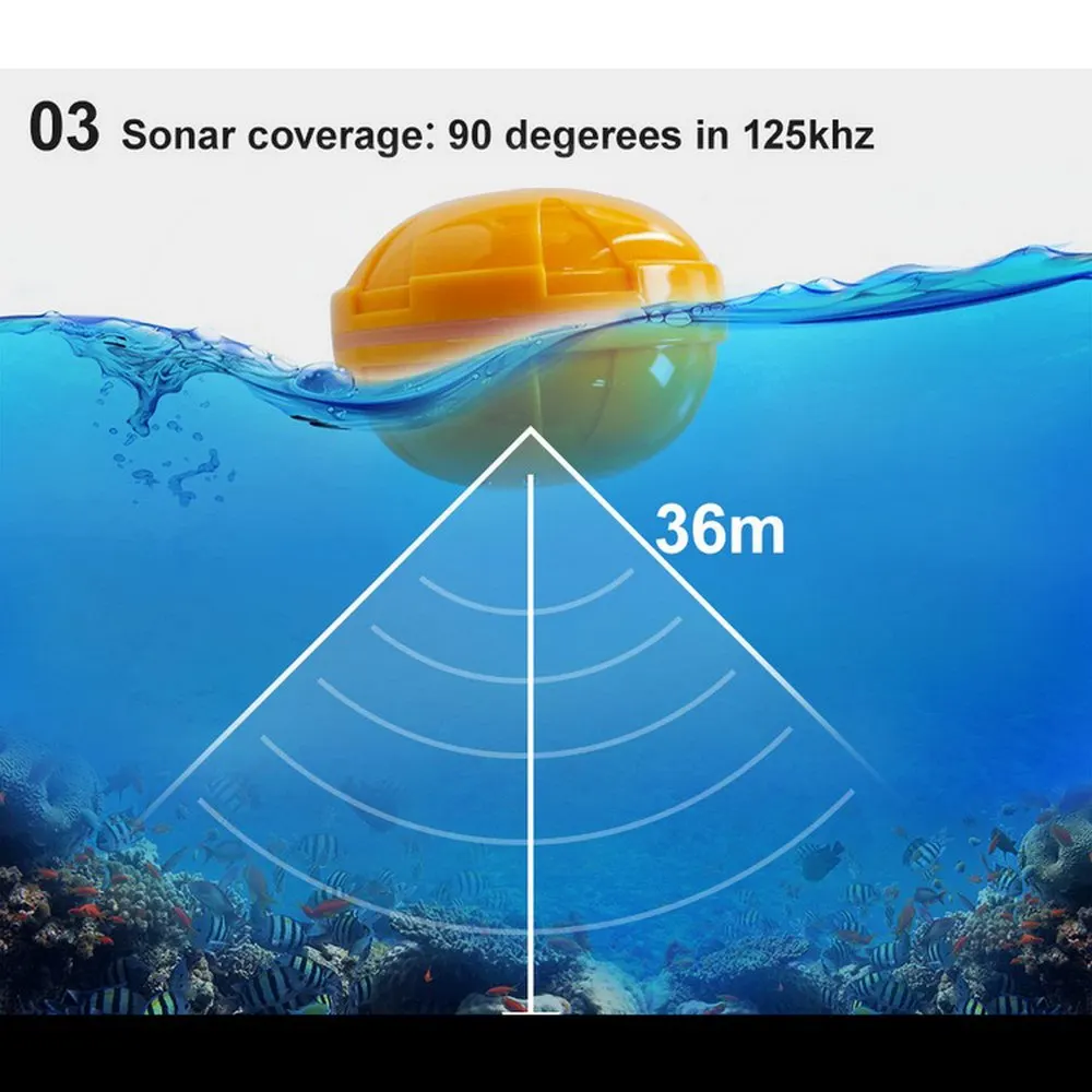 

Wireless Sonar Fish Finder Anti-interference Anti-corrosion Fish Locator Suitable for Amateur Anglers Echo-sounder for Lake Sea