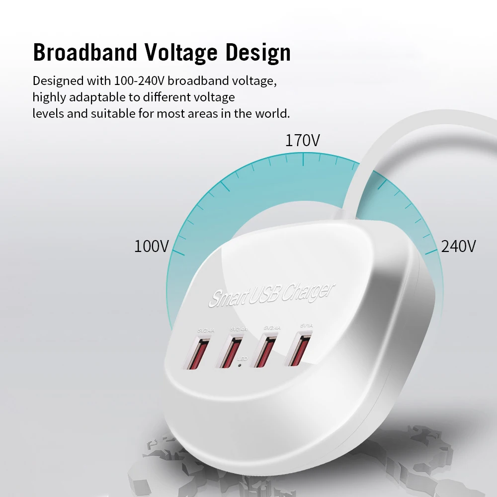 WLX-T3 Смарт многопортовое USB быстрое зарядное устройство Портативный четыре порта