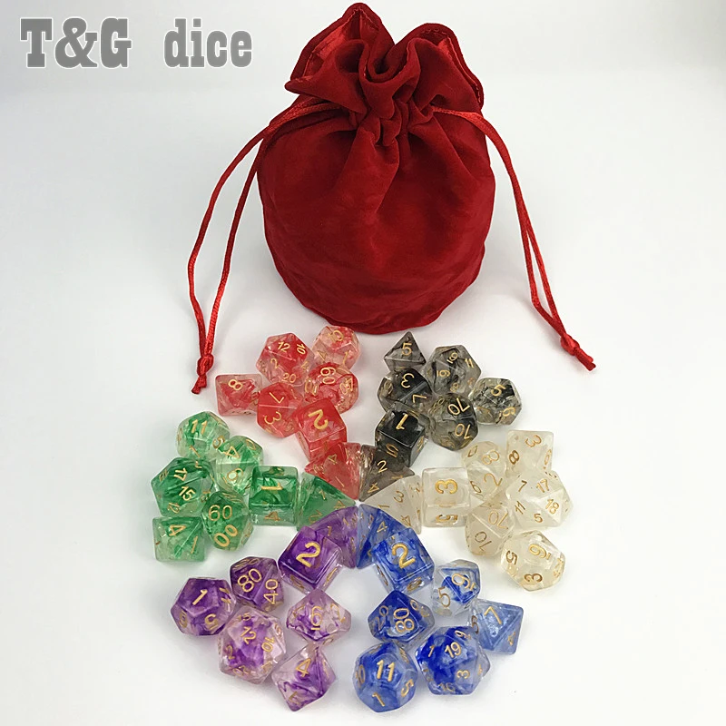 42 шт./пакет многогранные Туманность кости для игра DnD плюс сумка d4 d6 d8 d10 d12 d20