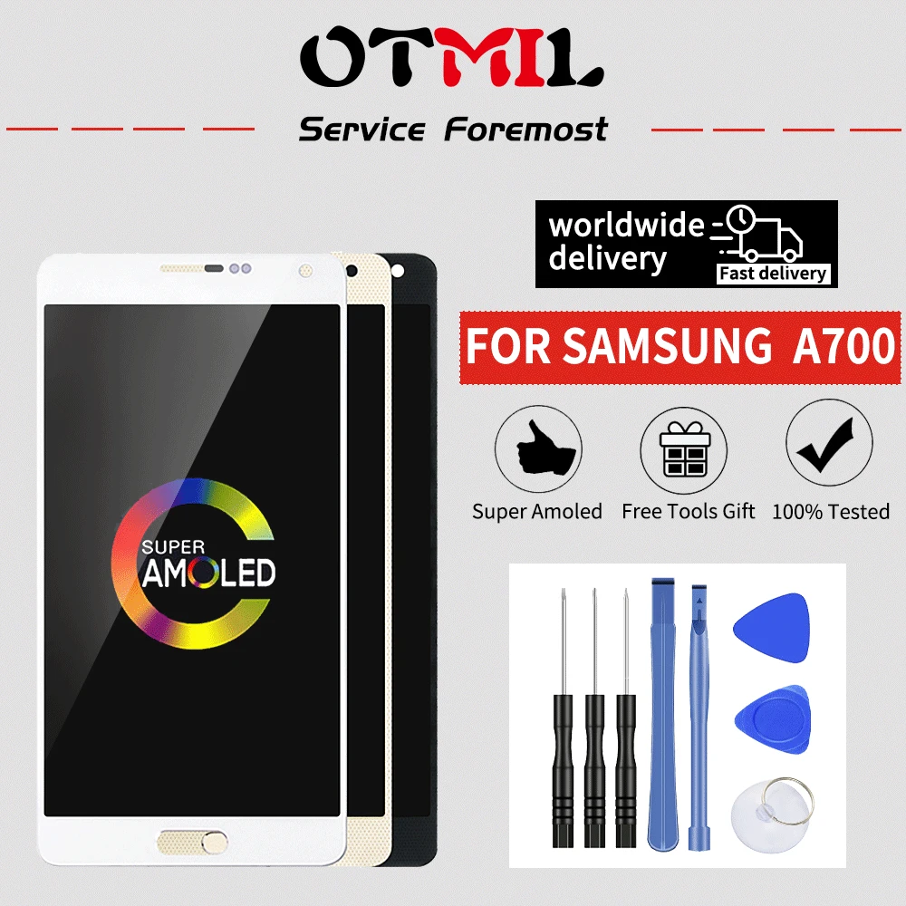 5," супер AMOLED для SAMSUNG Galaxy A700 ЖК сенсорный экран дигитайзер для SAMSUNG A7 дисплей A700 дисплей#1