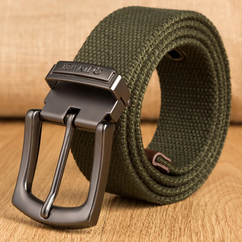 

Men's pin buckle canvas belt outdoor thickened woven belt extended versatile student belt for men