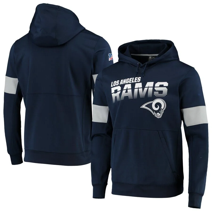 

Los Angeles Sideline Team Logo Rams Men Performance Pullover Navy Hoodie
