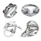 Богемное Винтажное кольцо в виде лягушки для женщин художественный дизайн ретро серебряный цвет открытие изменяемый размер унисекс Женские массивные кольца подарок