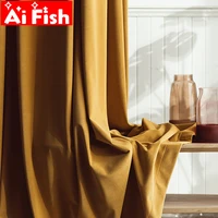 luxury velvet dark yellow blackout curtains for living room physical shading thicker orange simple curtains drapes my250 50
