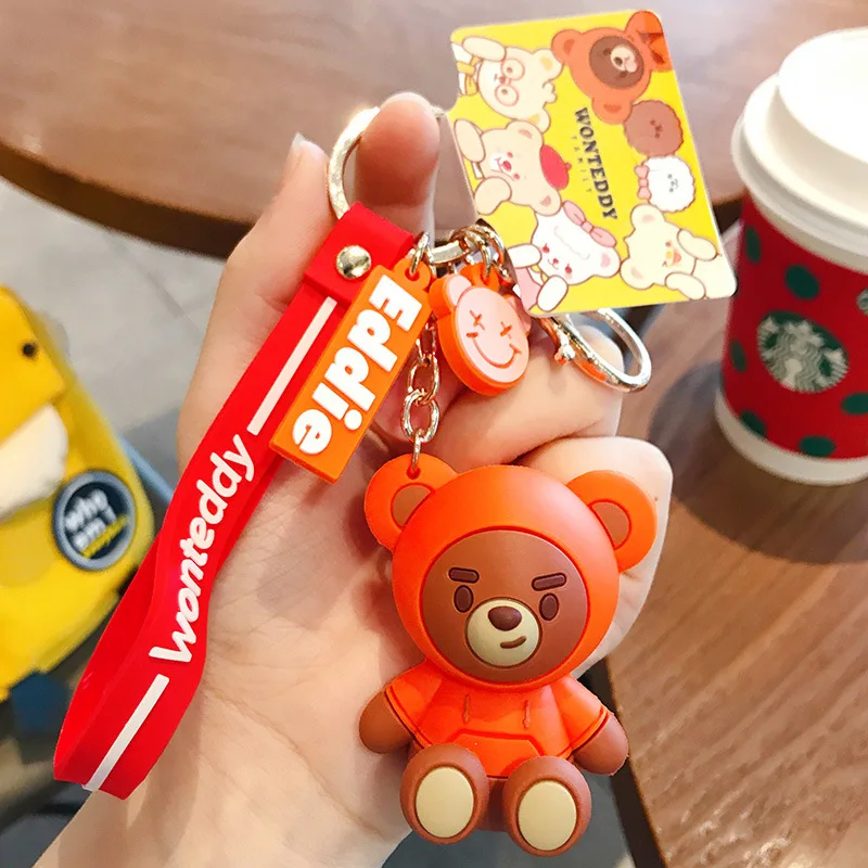 Модный силиконовый брелок для ключей с аниме куклой украшение милым медведем в