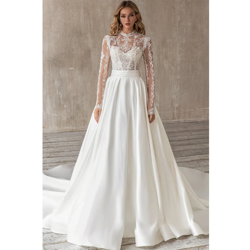 

Mandylandy Dress Summer Sexy Backless Long Sleeve Solid Color Slim O-Neck Dress Women's Casual Lace Hollow Out Stitching Dress