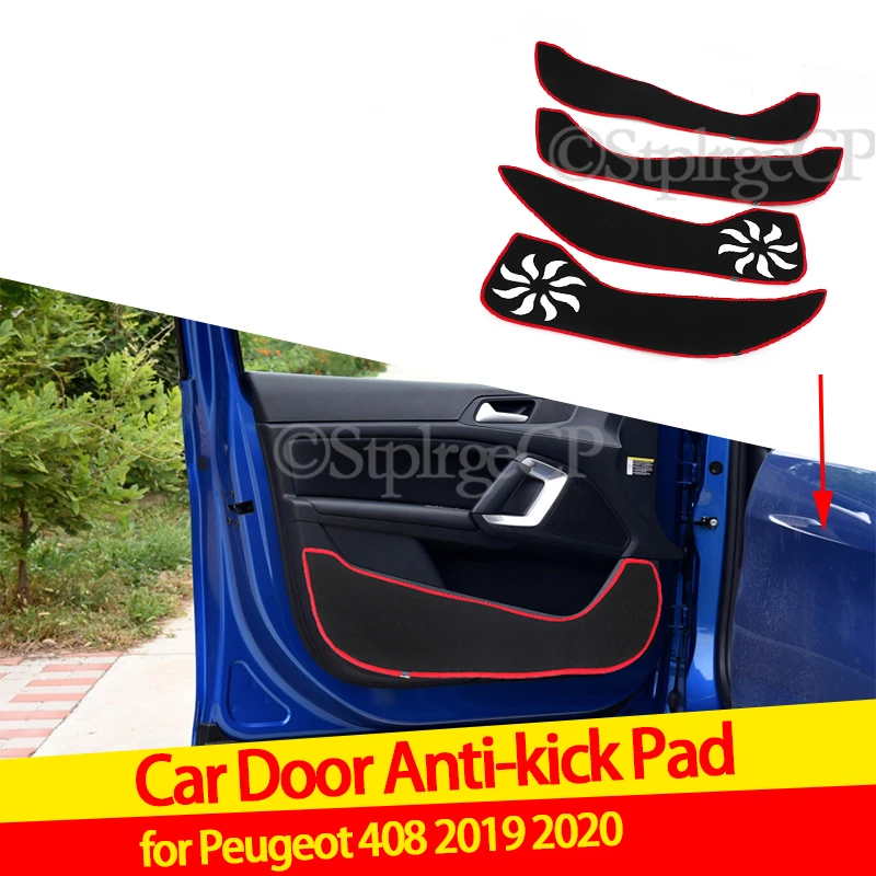 

Polyester black Door anti-kick pad door protection pad door panel cover pad car door sticker For Peugeot 408 2019-2020 Red Blue