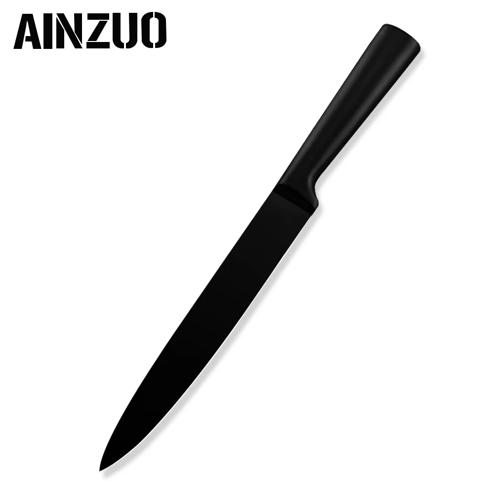 AINZUO нож шеф-повара 3cr13 набор кухонных ножей из нержавеющей стали фруктовый нож Santoku для нарезки хлеба шеф-повара кухонные аксессуары набор ножей - Цвет: F.8 inch Slicing