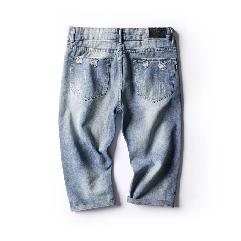 2019 personality trend fashion hole cropped trousers new Japanese men's jeans calca masculina hip hop Best Free shipping XL |