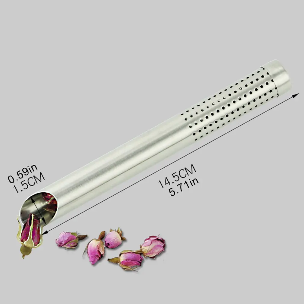 

304 Stainless Steel Long Handle Tea Strainer Creative Pipe Tea Drain Practical Kitchen Tool Coffee Flower Tea Filter