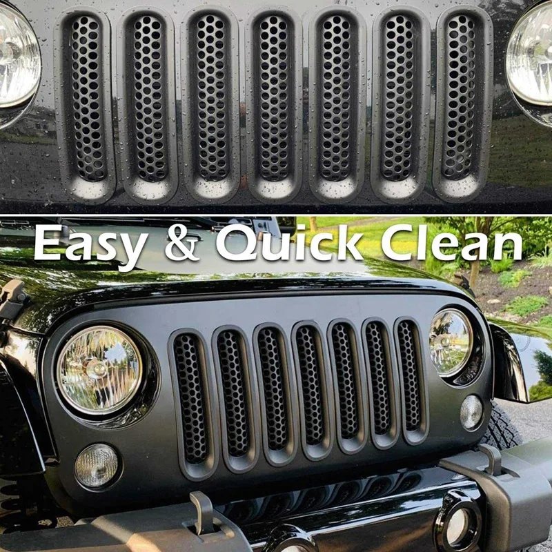 Передняя сетчатая вставка для гриля 7X Зажимная решетка Jeep Wrangler JK JKU Unlimited Rubicon Sahara