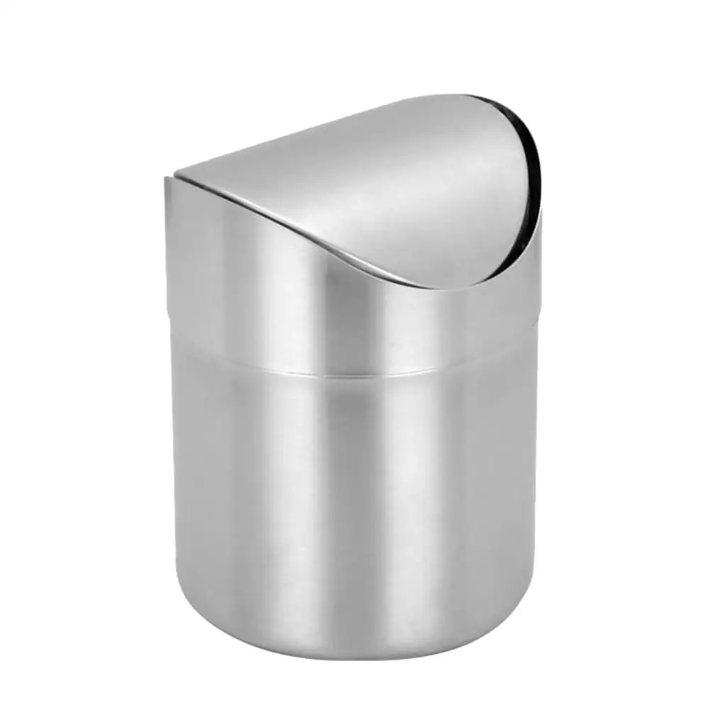 

Stainless Steel Desktop Ashtray Smoking Ash Holder Trash Can Home Decor
