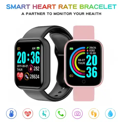 Мужские и женские Цифровые Смарт-часы с пульсометром для фитнеса и спорта смарт-браслет с напоминанием о звонках для телефонов IOS и Android