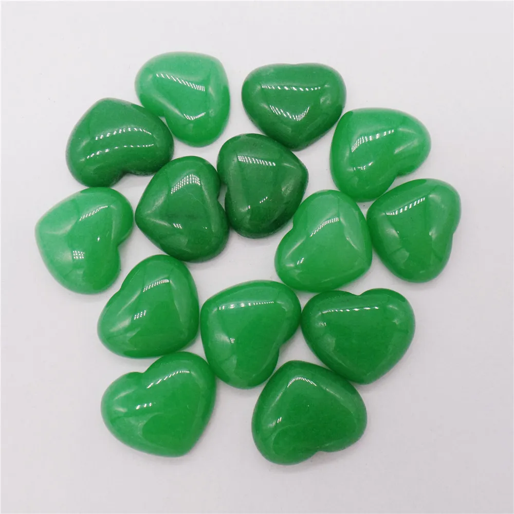 

100Pcs 18x15x6mm Green Malay Jade Love Heart Cab Cabochon For DIY Jewelry Making Necklace Accessories Exquisite Gift