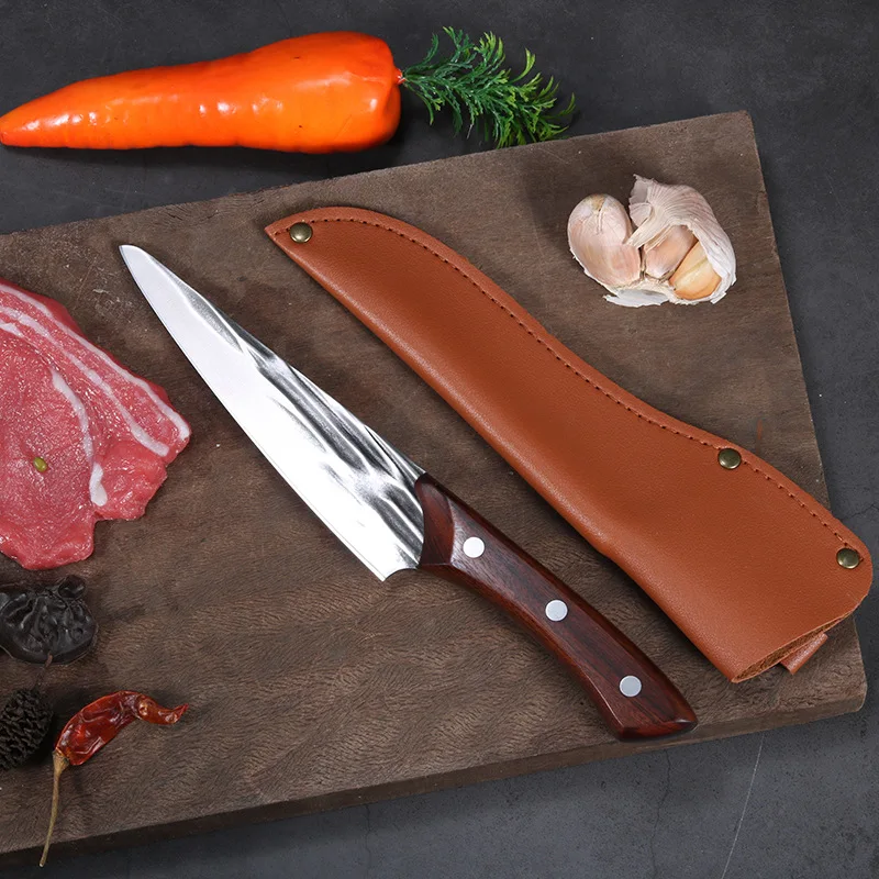 

Forged Boning Kitchen Knife Outdoor Camping Knife 5cr15 Rosewood Knife 6 Inch Sharp Butcher Pocket Knife Gift Knife Sheath