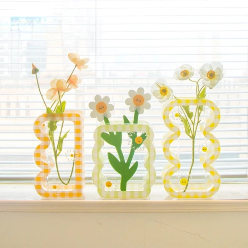 

Nordic home decor Color Simplicity Acrylic Vases plant pots Decorative Household Vase Living Room Desktop Terrarium Accessories