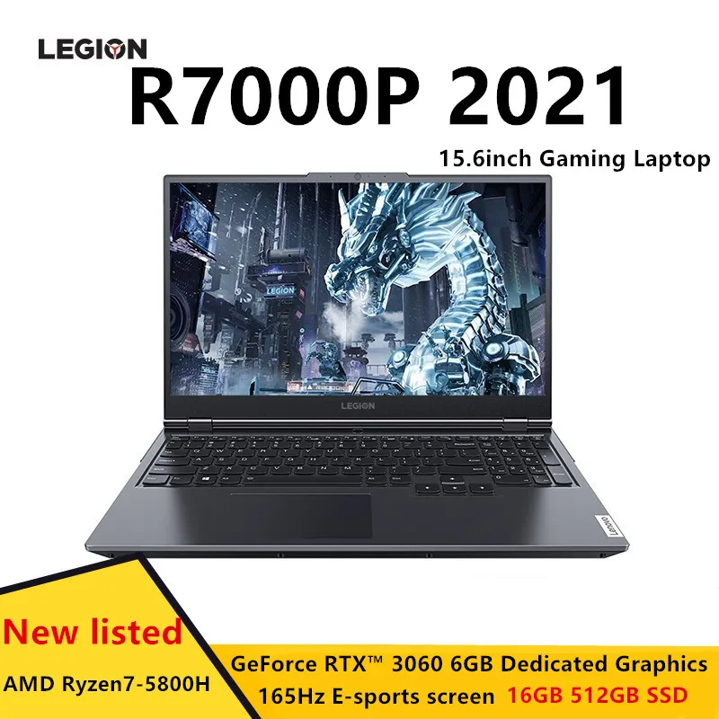 

NEW Lenovo Legion R7000P 2021 15.6inch Gaming Laptop AMD Ryzen7-5800H GeForce RTX 3060 6GB Backlit metal body 16GB 512GB SSD