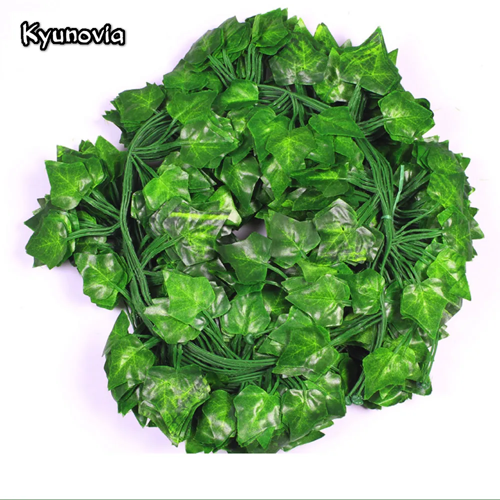 Искусственный плющ 12 шт. искусственные лозы с зелеными листьями для дома кухни