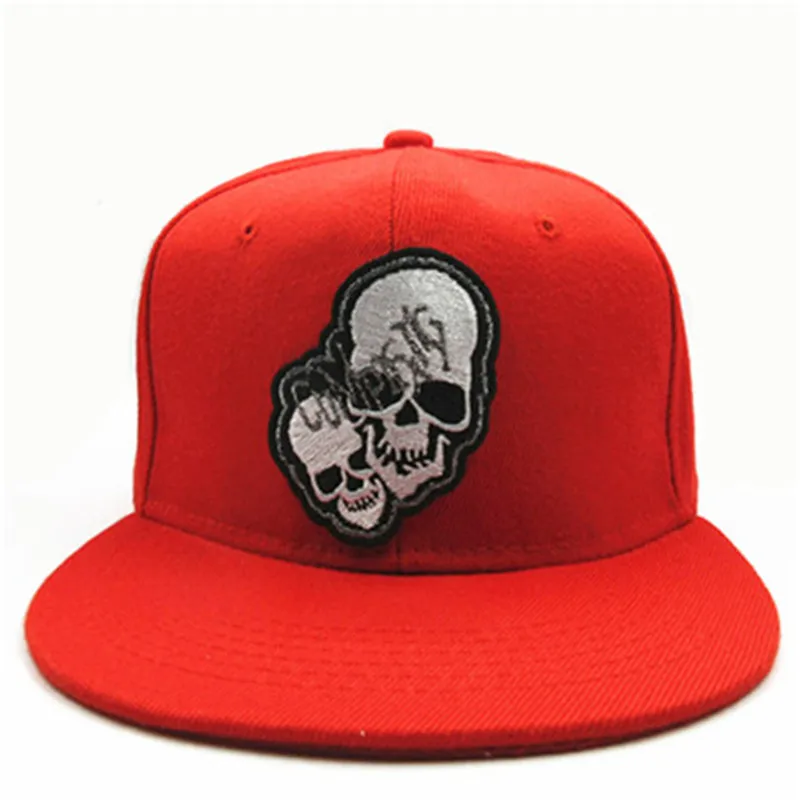 

Double skull embroidery Baseball Cap hip-hop cap Adjustable Snapback Hats for men and women 18