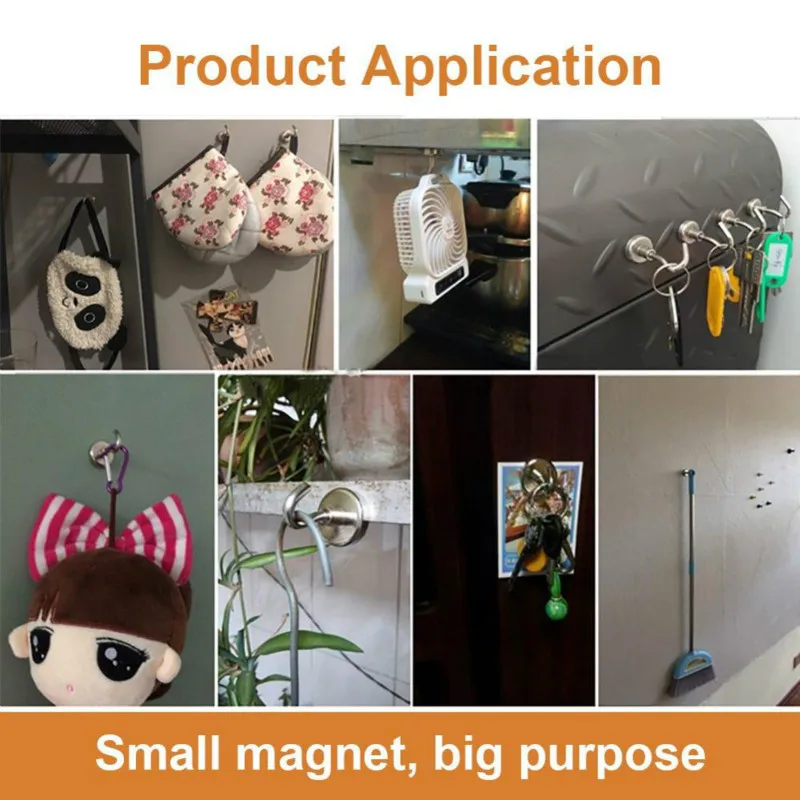 

Heavy Duty Magnetic Hook, Strong Neodymium Magnets Hook for Home, Kitchen, Workplace,etc ,D36mm Hold up to 80Pounds
