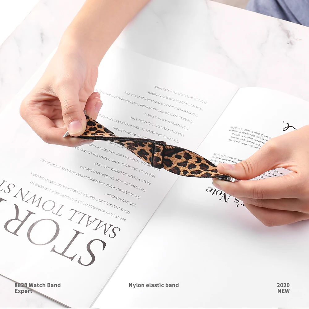 Soft and comfortable nylon Loop elastic buckle Apple watch band 38mm 42mm Series 7 SE654321 For iWatch Strap Bohemia braid  44mm