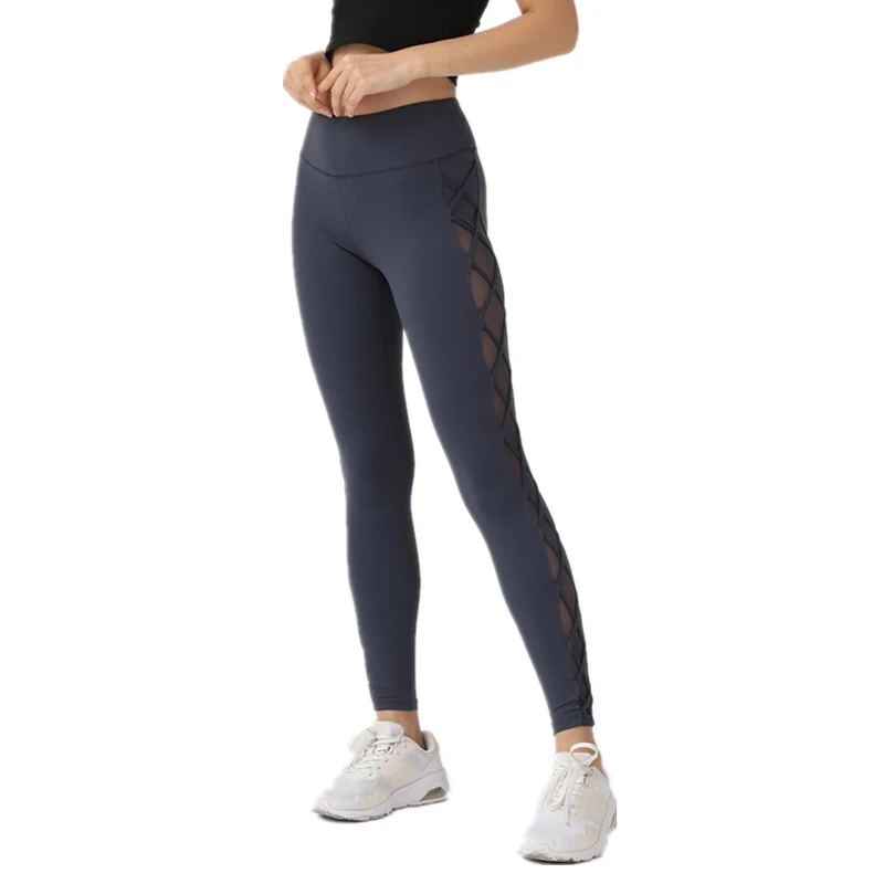 Лосины для спортзала и бега Oyoo из матовой ткани с боковой сеткой штаны женские