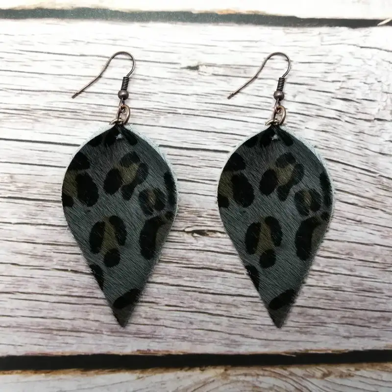 Женские серьги-капли ZWPON модные серьги из натуральной кожи с леопардовым принтом