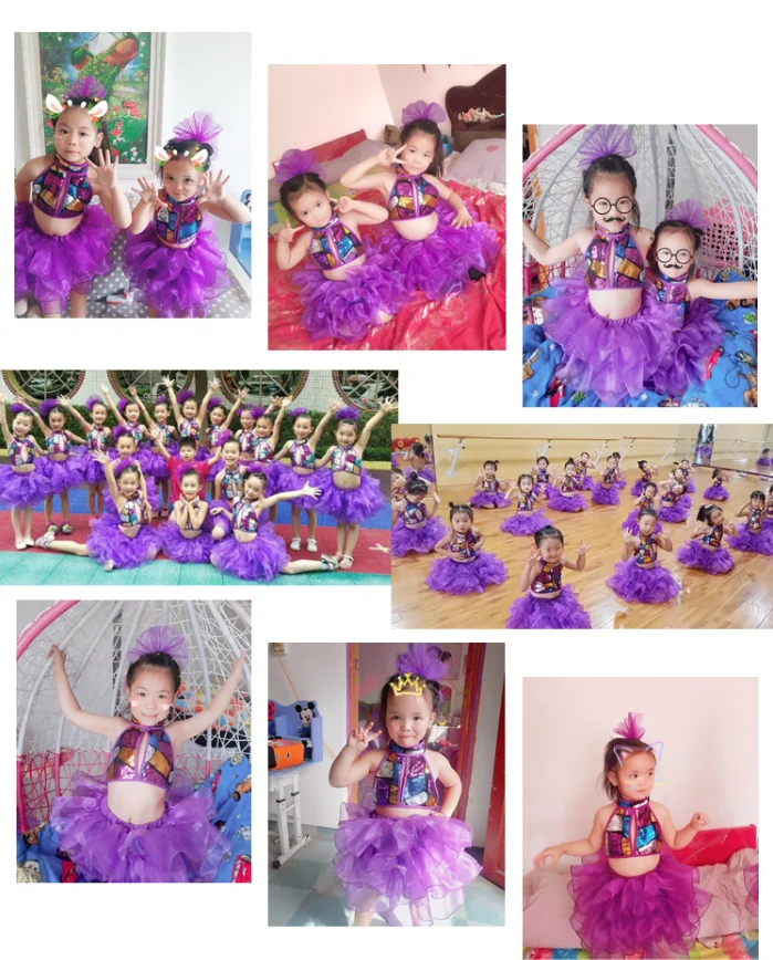 Детские костюмы для джазовых танцев одежда уличных с блестками девочек