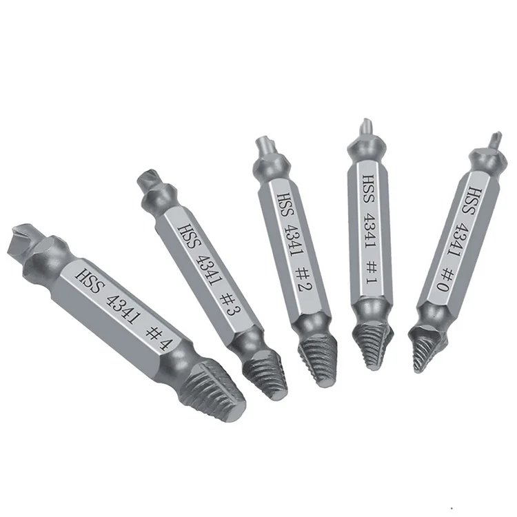 

5 PCS HSS Damaged Screw Extractor Drill Bit Set Stripped Broken Screw Bolt Remover Extractor Easily Take Out Demolition Tools