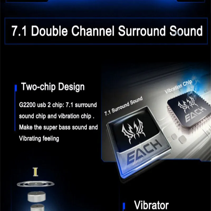 

G2200 USB 7.1 Surround Sound Vibration Game Gaming Headphone Wire Control Earphone Headband with Mic LED Wired Headset For PC