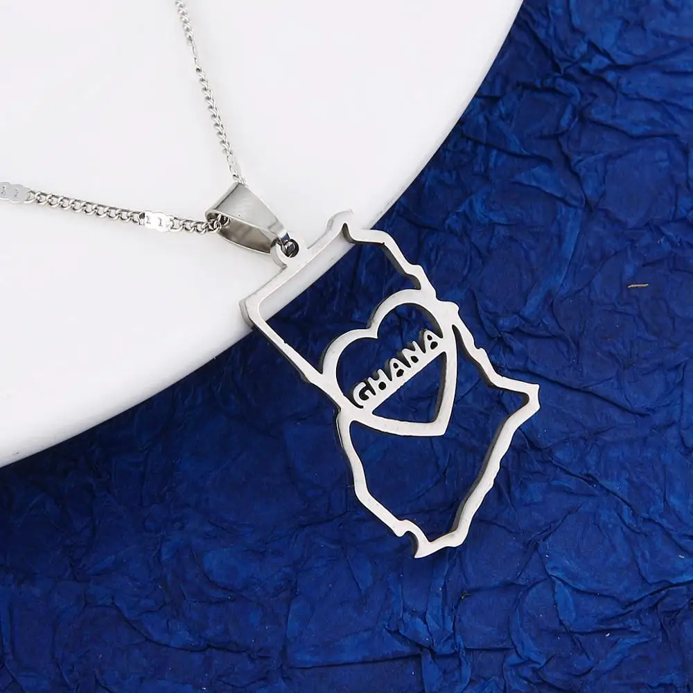 Нержавеющая сталь золотой цвет Гана карта Подвесные Ожерелья модные Ghanaian цепь