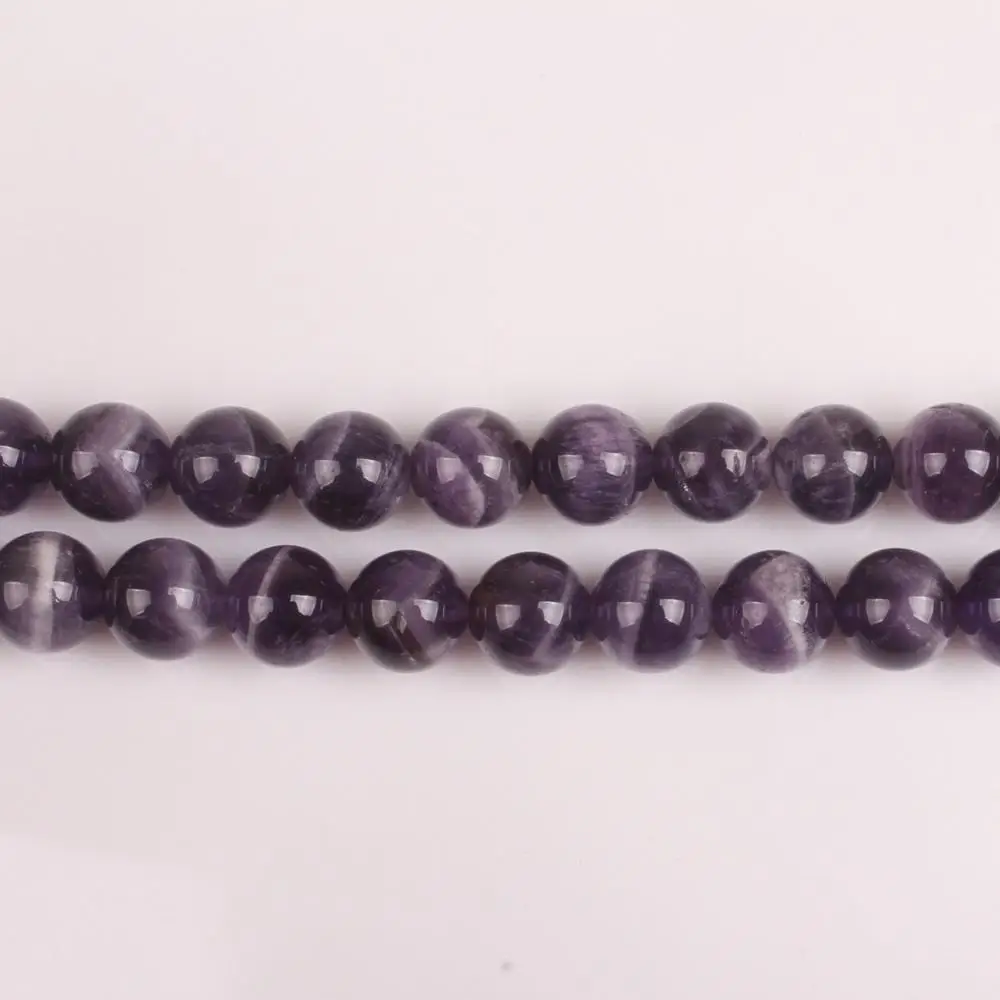 

6mm Natural Striped Amethyst Round Purple Quartz Crystal Fine Gemstone Loose Beads for Necklace Bracelet DIY Jewerly Making