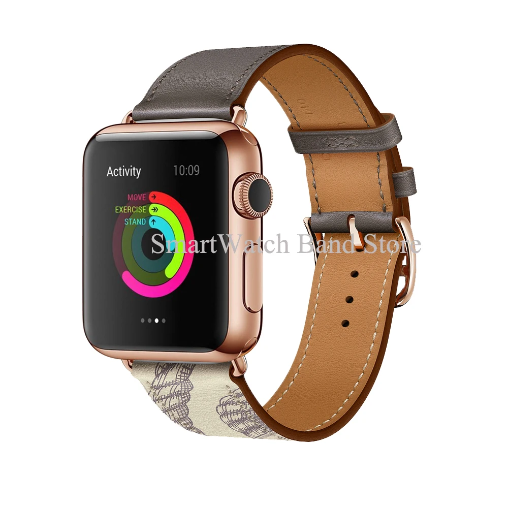 Rose Gold Buckle Strap for Apple Watch 6 5 4 3 2 1 Band 38MM 42MM 44MM 42MM Swift Leather Single Tour Loop Bracelet for iWatch