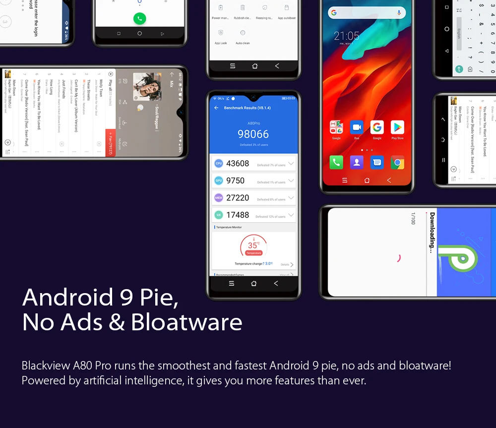 Blackview A80 Pro Quad сзади Камера Octa Core 4 Гб + 64 мобильный телефон 6 49 &quotв виде капли воды 4680