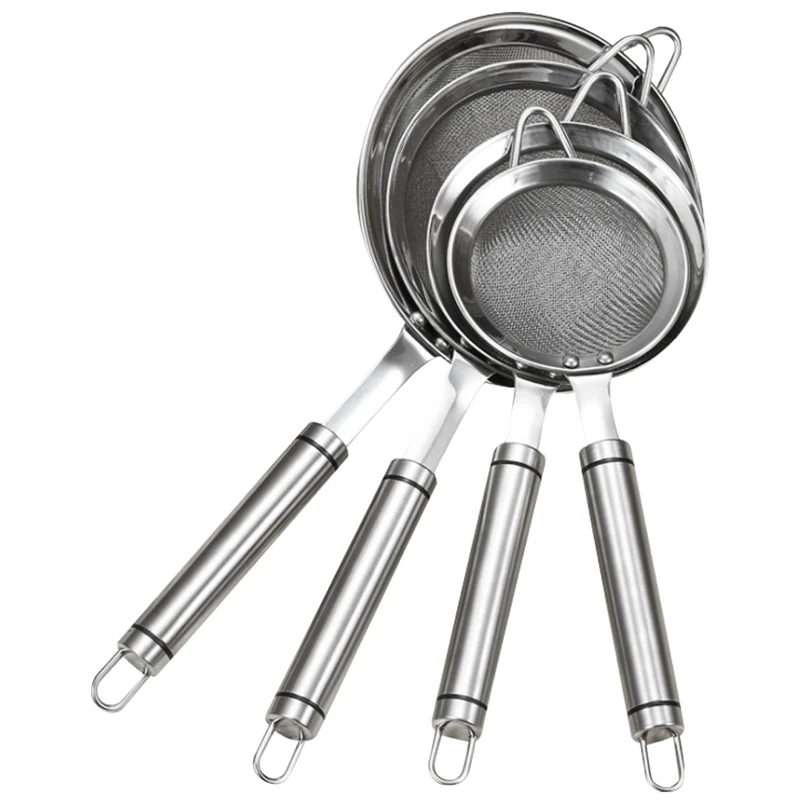 

Stainless Steel Strainer Heavy Duty Multipurpose Kitchenware Spider Strainer Colander Oil-Frying Filter Skimmer, 4PCS