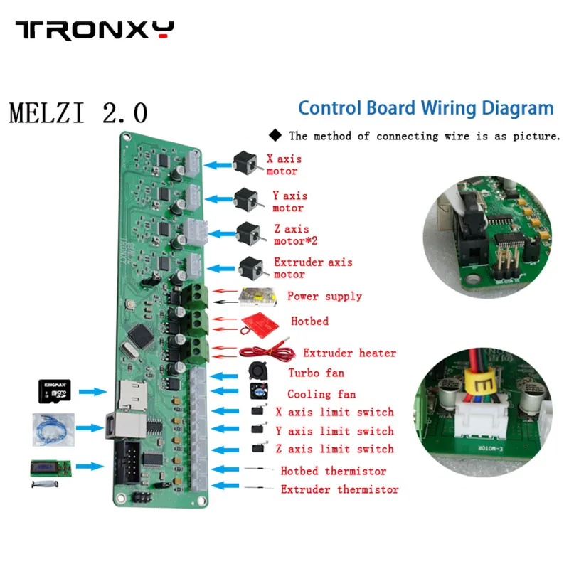 3d-системная плата принтера Tronxy Melzi 2.0 схема на основе печатной платы ATMEGA 1284P P802M