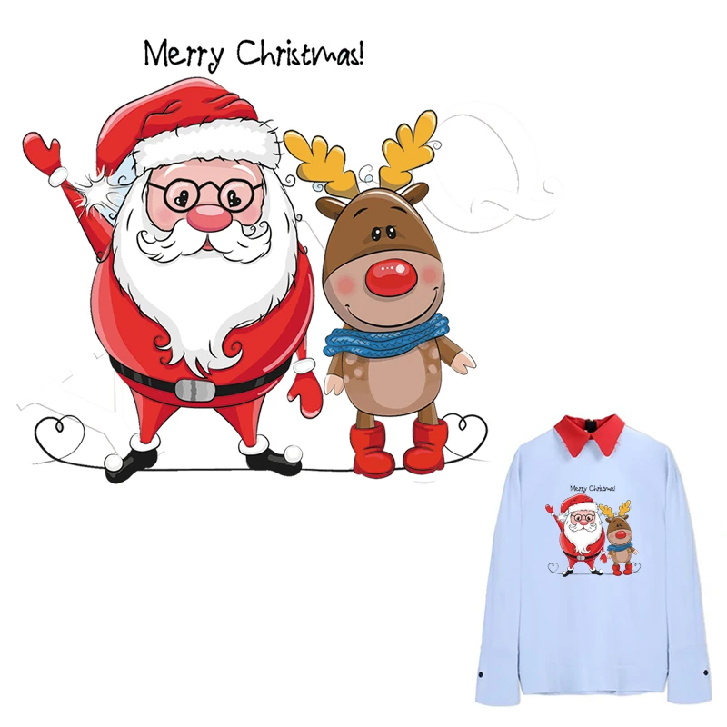 

Merry Christmas Patches For Clothes Washable Iron On Stickers Heat Transfer Fashion Diy Accessory Clothes Stickers On Clothes