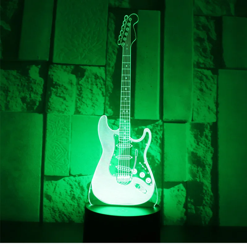 Изящная электрическая гитара светодиодный ночсветильник 7 цветов лампа для