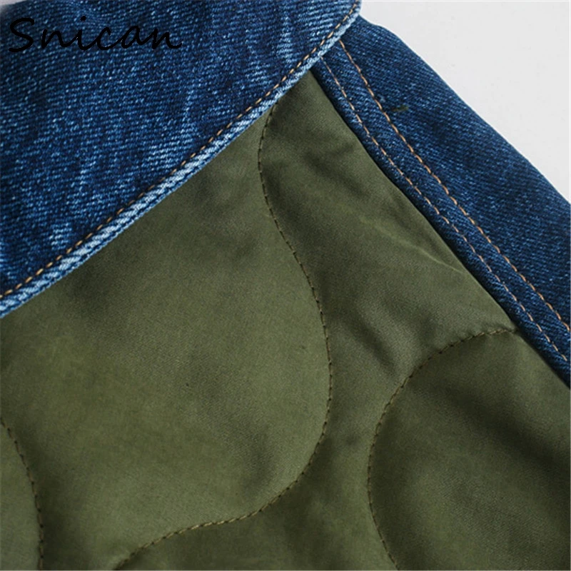 

Snican Warm Winter Patchwork Jean Jacket Coat Za 2021 Women Crop Tops With Pockets Vintage Ladis Veste Femme Chaqueta Mujer New