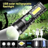 solar laterns led torch rechargeable solar fashlight with solar light 50000lm flashlight fishing campingtorch built in battery