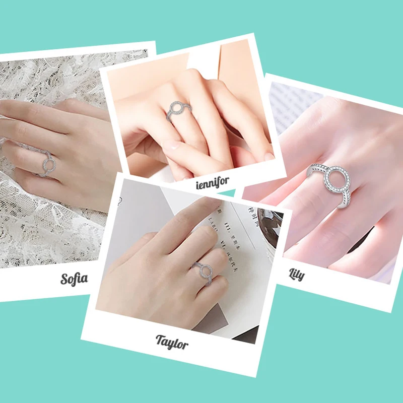 

BELAWANG real 925 Sterling Silver Forever Love Heart Finger Ring Original Jewelry Gift GLOBAL SHOPPING FESTIVAL 2019