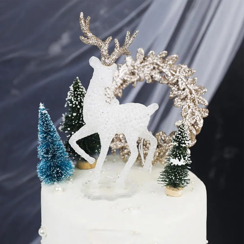 

Deer Cupcake Topper Exquisite Cute Plastic Christmas Cake Decoration Deer Cupcake Topper for Party