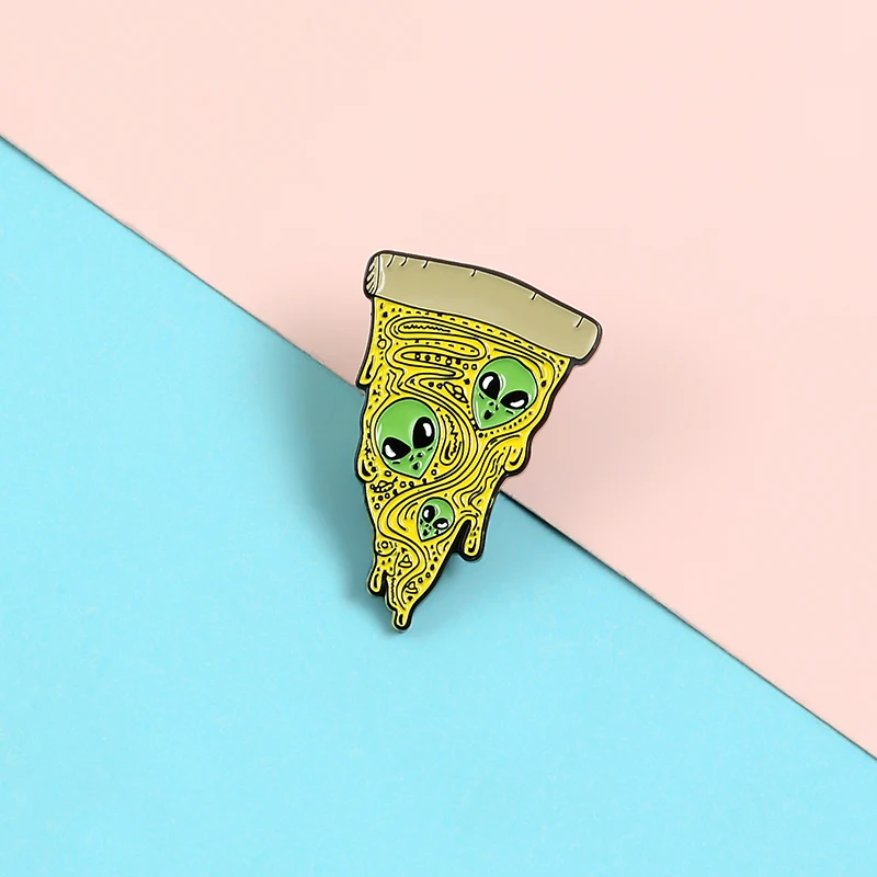 Эмалированные булавки с изображением инопланетянина пиццы забавные