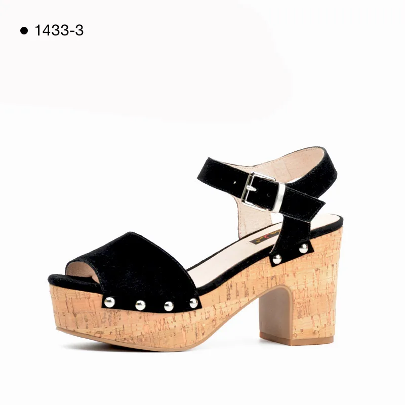 1433-3-Black Donna-in/распродажа; сезон лето; Лидер продаж; женские босоножки на платформе и танкетке; босоножки на плоской подошве ручной работы из натуральной кожи на высоком каблуке; женская обувь; коллекция года - Цвет: 1433-3-Black