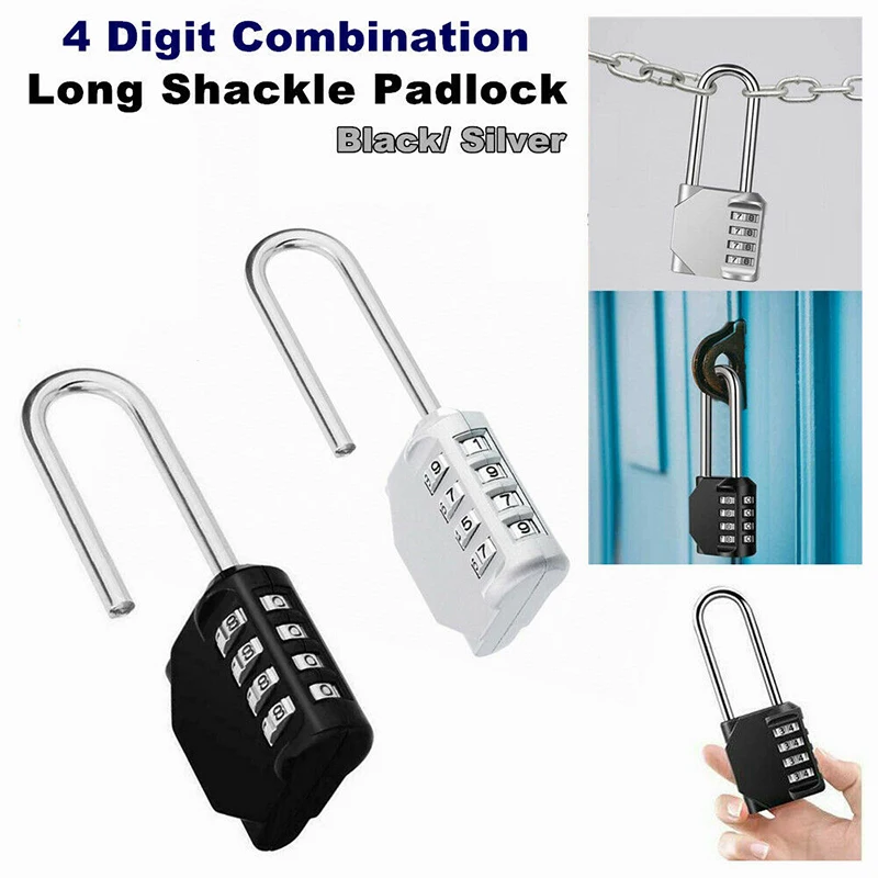 Long Padlock High Security 4 Digit Pad Lock Outdoor Travel Password For Luggage Suitcase Locker Waterproof | Обустройство дома