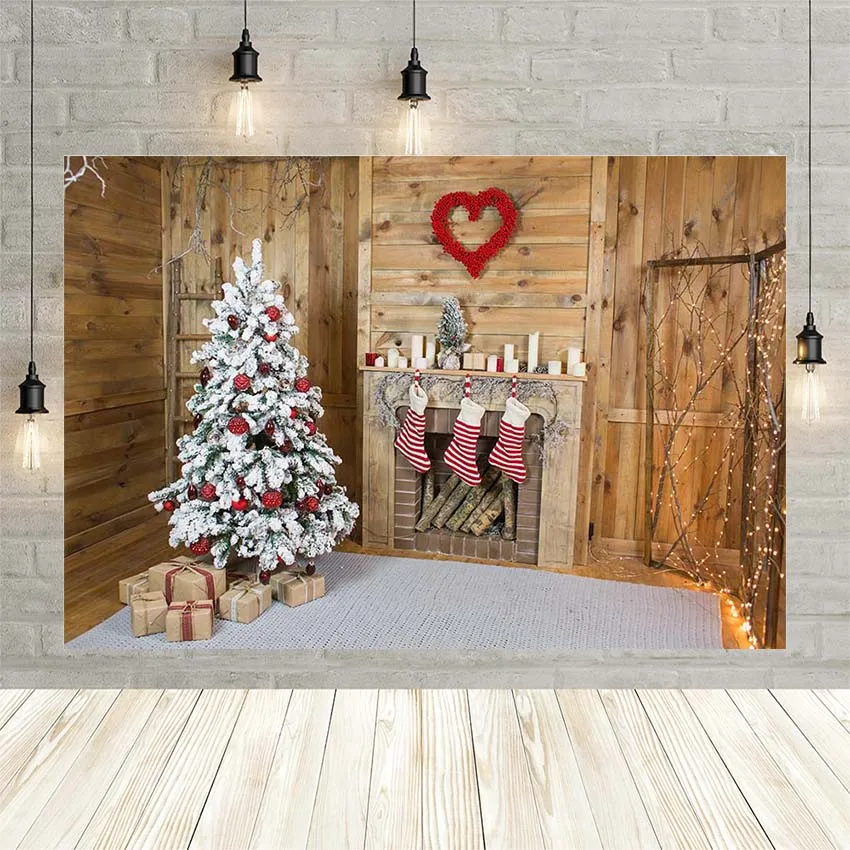 

Фоны для фотосъемки с изображением рождественской елки, камина, подарки, венок с омелой, Рождественский чулок, декор для фотостудии