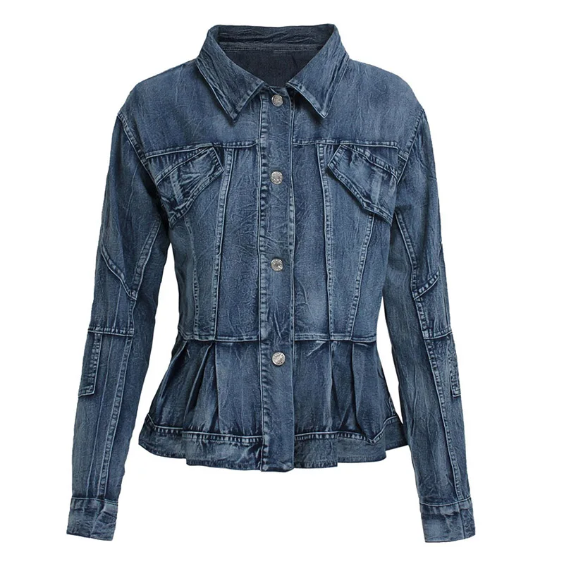 Джинсовая куртка пальто для женщин винтажная африканская мода синие тонкие