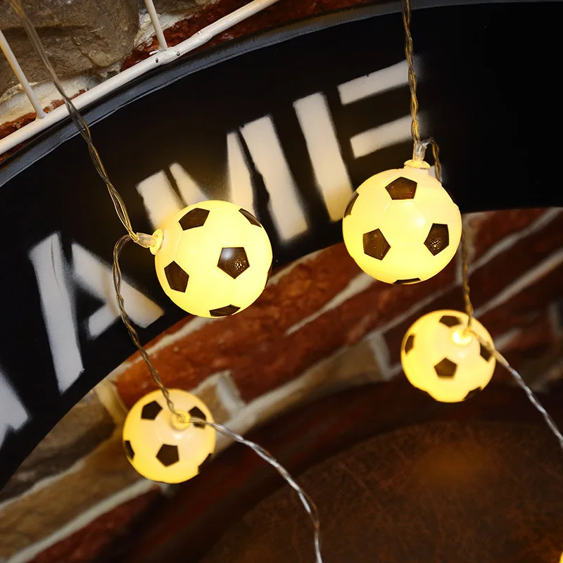 LED Football String Lights Battery Power Waterproof Soccer Ball Night Light Outdoor Camping Bedroom Bar Decor Lamp Garlands | Лампы и