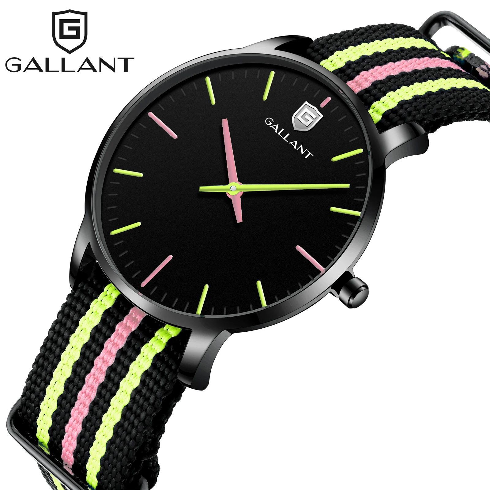 Часы женские кварцевые с нейлоновым ремешком водонепроницаемые розовые