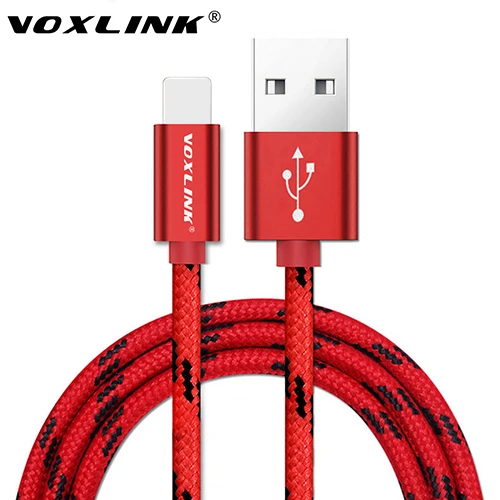 USB кабель для iPhone VOXLINK нейлоновый Плетеный зарядный кабель для мобильного телефона для iPhone X 8 8plus 7s plus 6plus 5S Кабели для телефонов - Цвет: Red